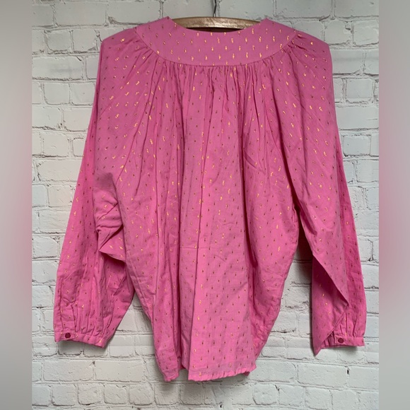 Emerson Fry India Collection Olympia Pink Metallic Gold Top Size S 42” - Picture 7 of 7